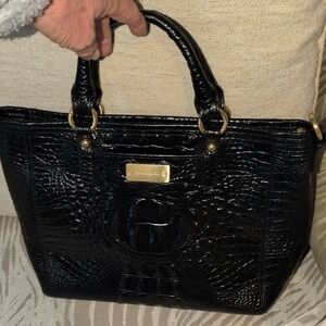 Brahmin Black Croc-Embossed Leather  Tote